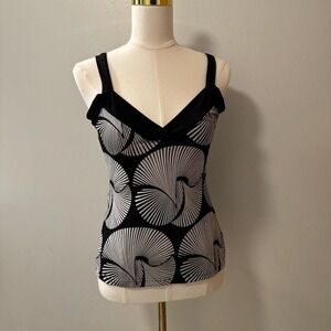 Y2K Xanaka Black and White Abstract Print Top Size Women's Medium